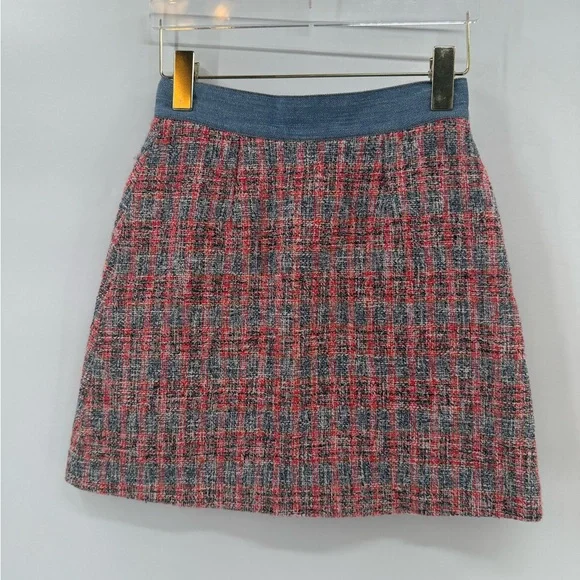 Maje‎ Red and Blue Tweed A-Line Skirt size 36 - small
